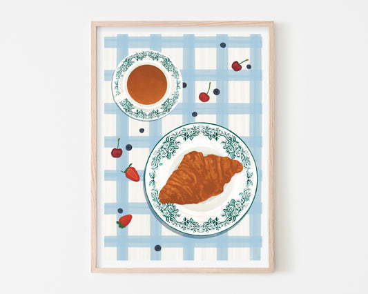 Croissant & Coffee Art Print