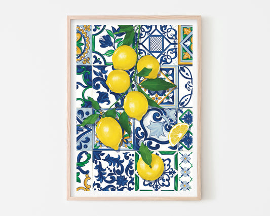 Lemons & Tiles Art Print