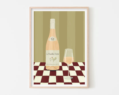 Chicken Wine (Khaki/Red) Art Print