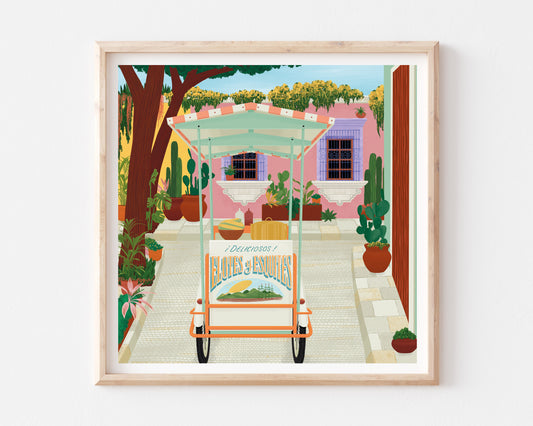 Mexican Elotes Cart Art Print